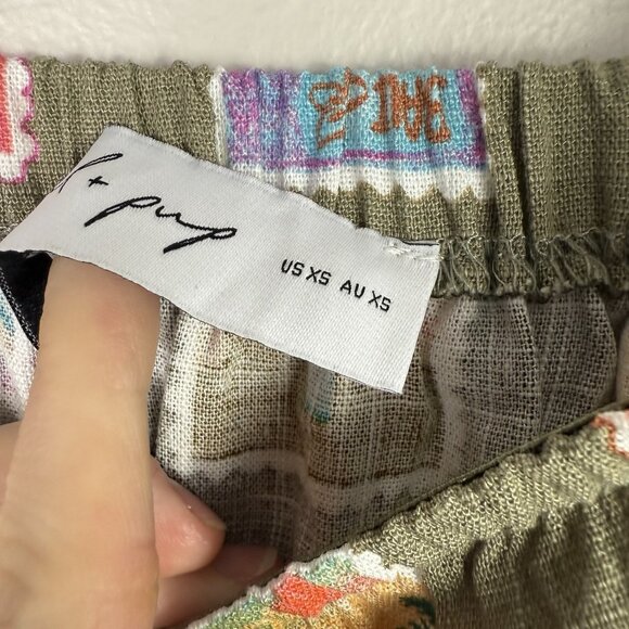 Petal & Pup Aoife Olive Stamp Print Maxi Dress XS Linen Blend Summer Vacation - Picture 8 of 9